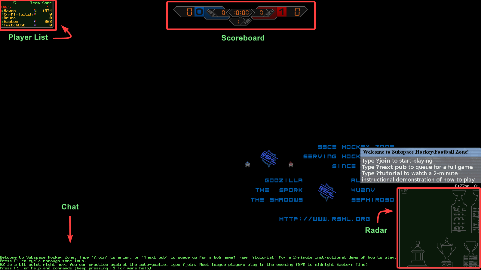 First Screen When Entering Zone
